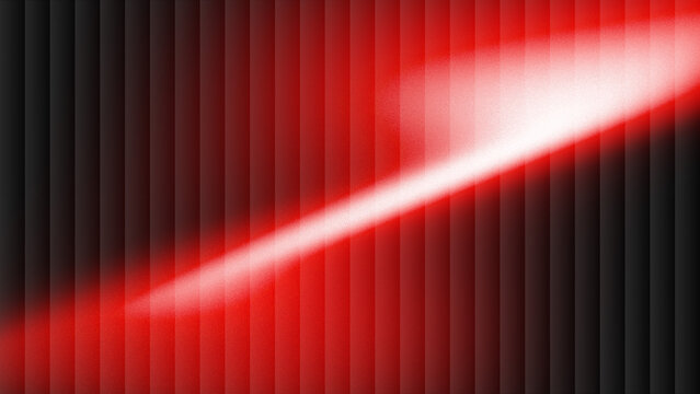 Dynamic diagonal red light streak with cinematic noise on vertical bars