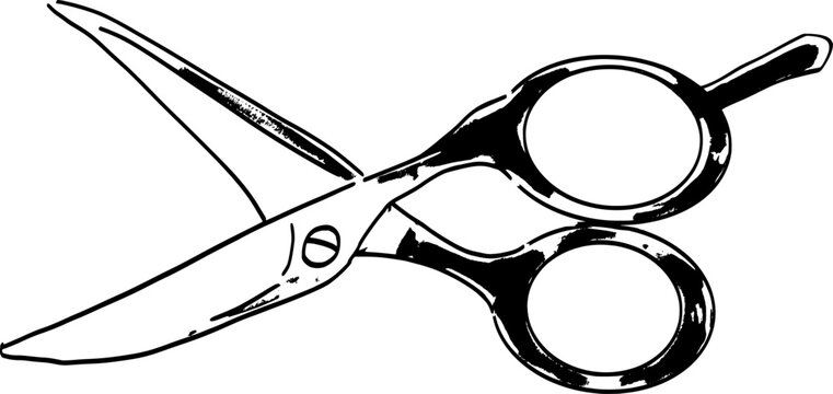 Classic open scissors icon, vector illustration