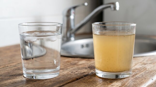 Clean vs Contaminated Water in Glasses Side-by-Side Comparison