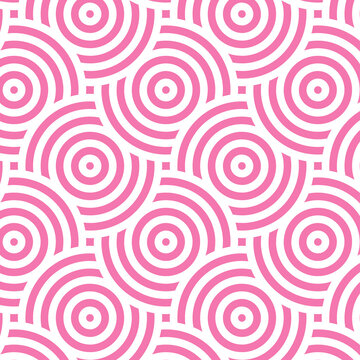 Kreisf&ouml;rmiges einfaches nahtloses Muster in Pink und Wei&szlig; 