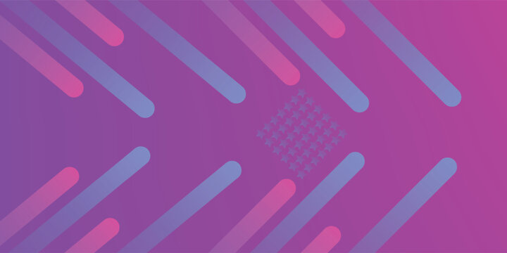 Image of multiple geometric shapes and circles moving in hypnotic motion in seamless loop on purple to pink background. Colour light and movement concept digitally generated image.
