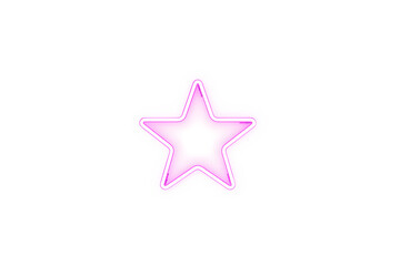 Obraz premium Glowing Gold Neon Star Outline - Minimalist Yellow Light Icon Isolated on White Background for Branding and Design