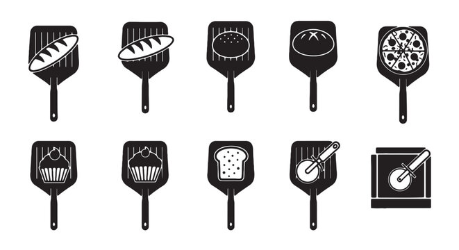 Grill icons, barbecue symbols, 9 BBQ elements, vector graphics