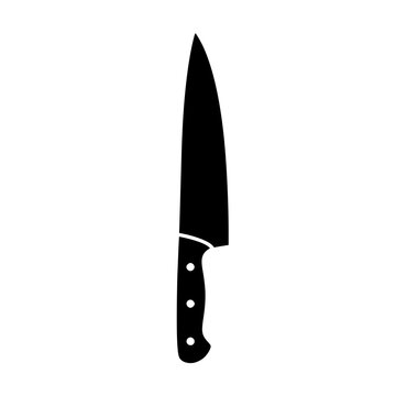 Professional chef's kitchen knife black silhouette icon isolated on white