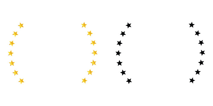 Left and right star wreath elements in gold and black &ndash; Premium side wreath accents for logo frames, certificates, badges, and elegant decorative borders