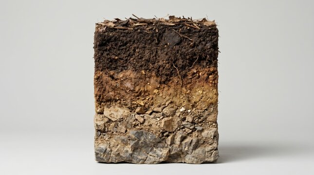 Isolated soil profile cross-section