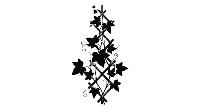 Ivy climbing on a wooden trellis creates a vertical garden design for home landscapes.