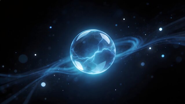 Blue glowing sphere in space