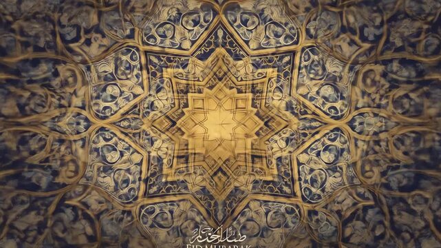 Ornate Islamic Geometric Star Pattern on a Ceiling, Beautiful Design.