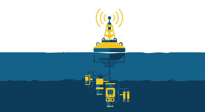 Oceanographic Buoy System with Underwater Components and Signal Transmission