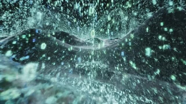 Abstract Digital Data Flowing Through Futuristic Network, Binary Code Concept