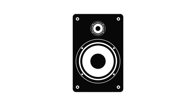 Black speaker with tweeter and woofer modern audio equipment silhouette high quality professional detailed elegant stylish clean crisp vibrant