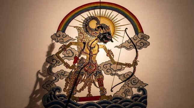 Traditional Indonesian Wayang Kulit Shadow Puppetry Performance