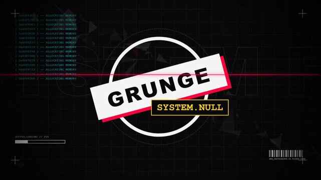 Cyberpunk Digital HUD Interface with Grunge Typography and System Memory Allocation Data Loading Screen