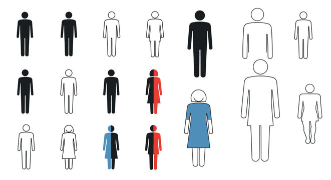 Diverse Human Figures Collection: Male, Female, Genderless Icons