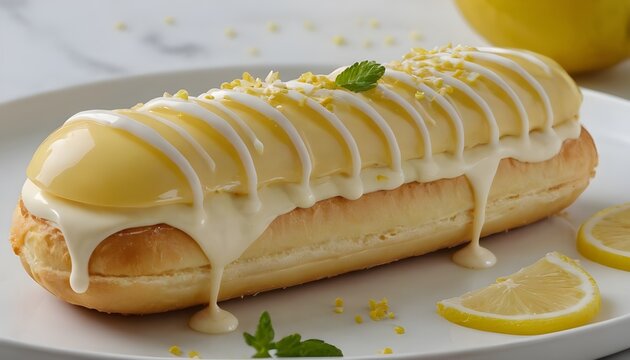 lemon eclair on a plate