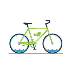 Fototapeta premium Green Bicycle with Leaf Emblem on Water Speckled Wheels