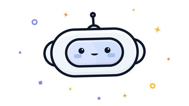 Cute Animated Chatbot Mascot Blinking on White Background for AI Assistant and Customer Service Interface