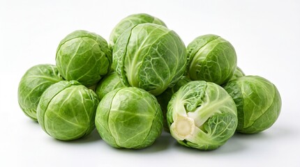 Fototapeta premium Group of fresh green Brussels sprouts isolated on white background