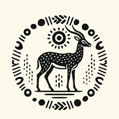 Black and white spotted deer illustration. © black