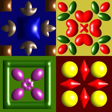 Seamless 3D Pop Art Mosaic Pattern with Colorful Geometric Ornaments