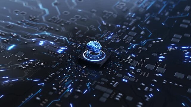 Artificial intelligence concept, brain AI Artificial intelligence machine learning big data neural network circuit board data flow, neural network and machine learning, future technology innovation,