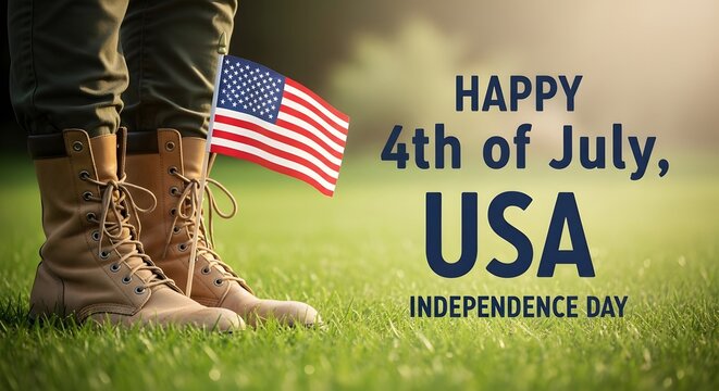 Celebrating independence day a patriotic scene with american flag and boots