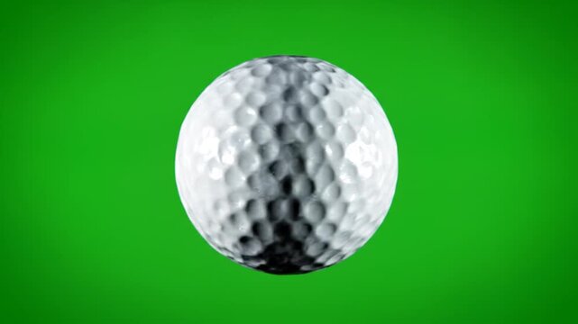 Golf Ball Rotating on Green Screen Background