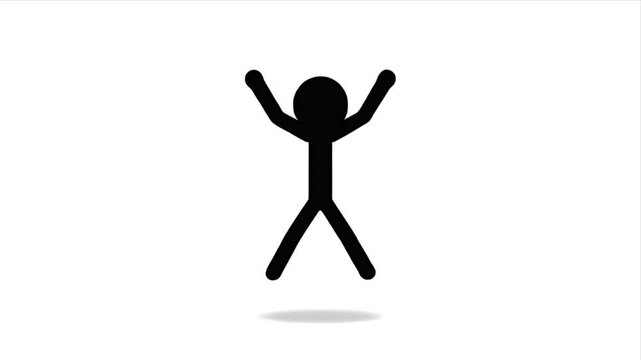 Simple Black Stick Figure Character in Dynamic Poses on White Background Clean Isolated Silhouette