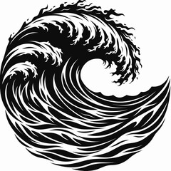 Obraz premium Black wave, ocean wave, vector wave, crashing wave, sea wave