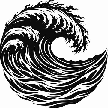 Black wave, ocean wave, vector wave, crashing wave, sea wave