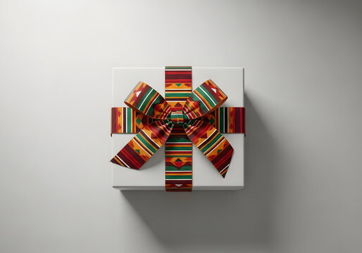 Gift Box with Juneteenth Color Ribbon Minimal Scene