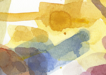 Fototapeta premium Abstract yellow and earthy tone watercolor background with transparent layers.