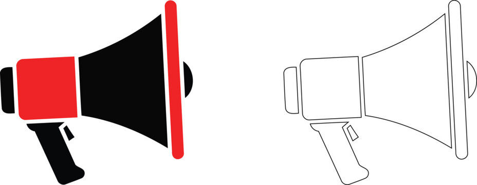 Loudspeaker silhouette a bold red and black megaphone illustration