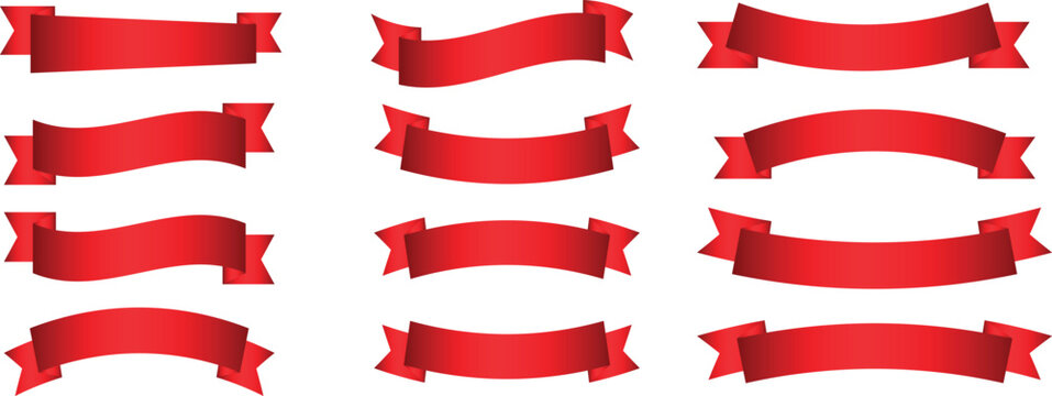 red ribbon set, ribbons & flag 