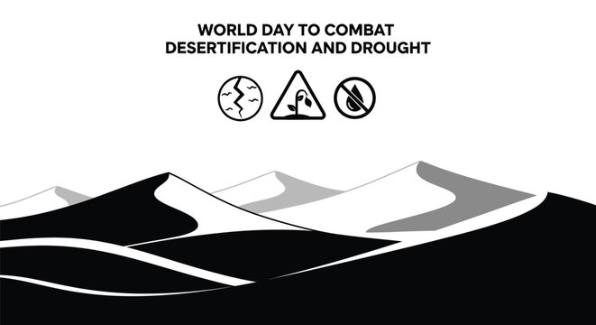 World day to combat desertification and drought vector illustration showcasing crucial environmental awareness and challenges.