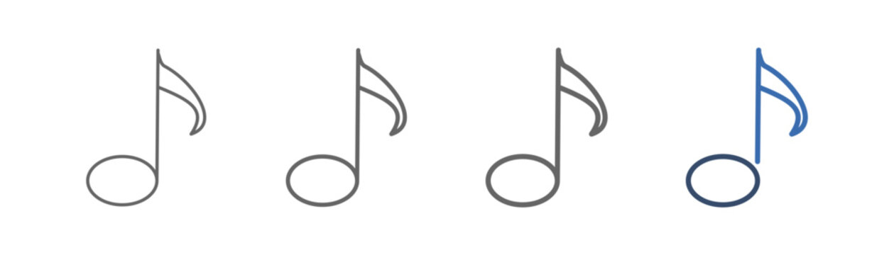 outline icon set musical note with music notation design