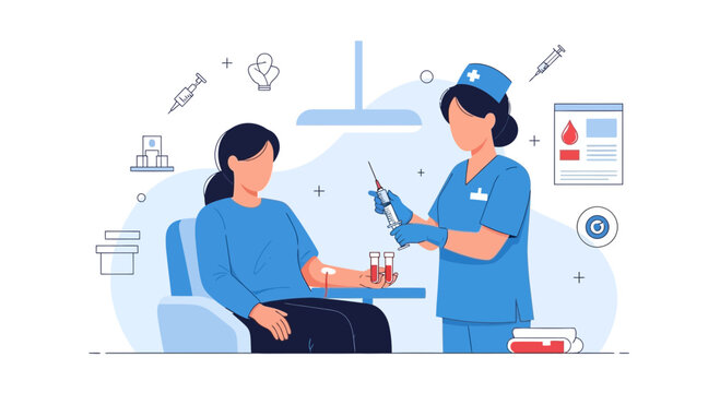 Nurse Drawing Blood From Patient For Medical Test in Clinic