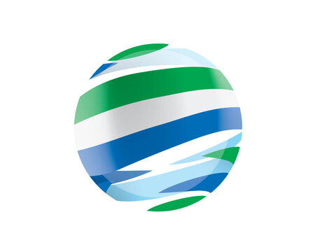 The Sierra Leonean flag in an abstract sphere