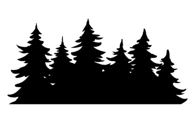 Obraz premium Forest silhouette, Trees, woods svg cut file. Isolated vector illustration.