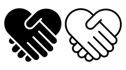 Obraz premium Handshake heart svg cut file. Isolated vector illustration.