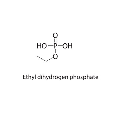 Ethyl dihydrogen phosphate skeletal structure. phosphate compound schematic illustration. Simple diagram, chemical formula.