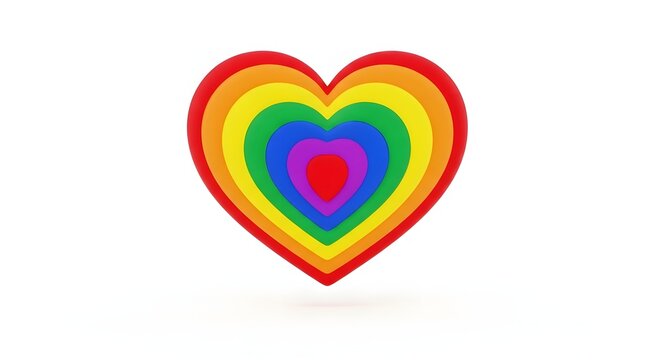 Rainbow heart, colorful heart shape, LGBT symbol, pride icon