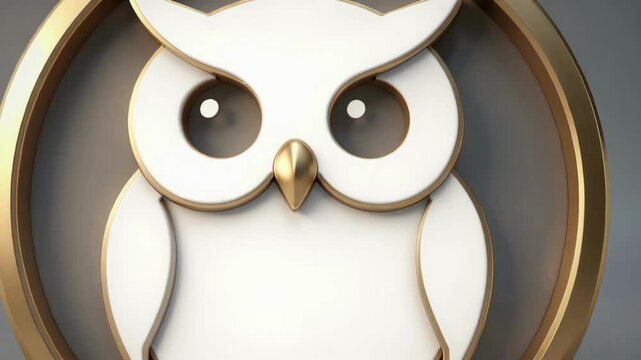 Minimalist Owl Logo Design Centered on a Golden Circular Frame for Modern Branding and Identity Concepts