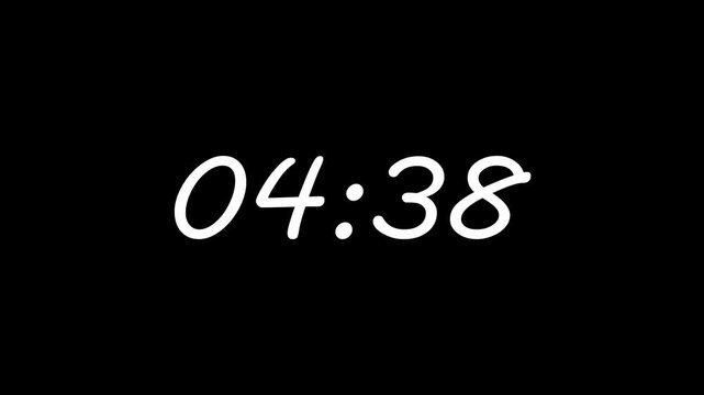 A wonderful white colors countdown animation, 5 minutes to 0 minutes. Abstract 5 minute countdown animation with 'MV Boli' normal text on black background.