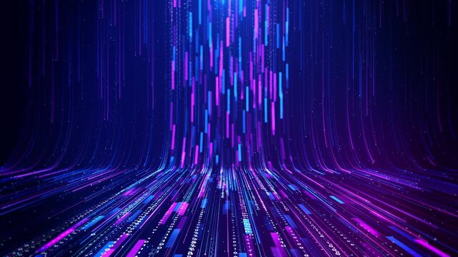 3D 4K Luxurious line speed trail futuristic Blue empty stage, 5G 6G cyber space particles background. Abstract lines laser rays speed light. product presentation cyberspace stream party award