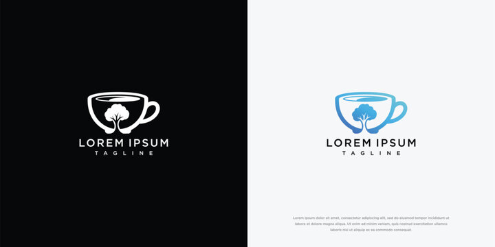 Coffee Cup With Tree Logo Design