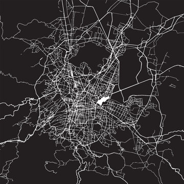 Mexico City Mexico Vector Map, Detailed City Street Map Black and White Minimalist Line Art