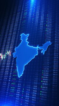 Digital globe India glowing network connection, global business financial charts, representing country's economic progress, investment stock market trends, India's financial growth business expansion.