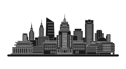 Obraz premium City skyline silhouette with modern buildings ? urban architecture icon